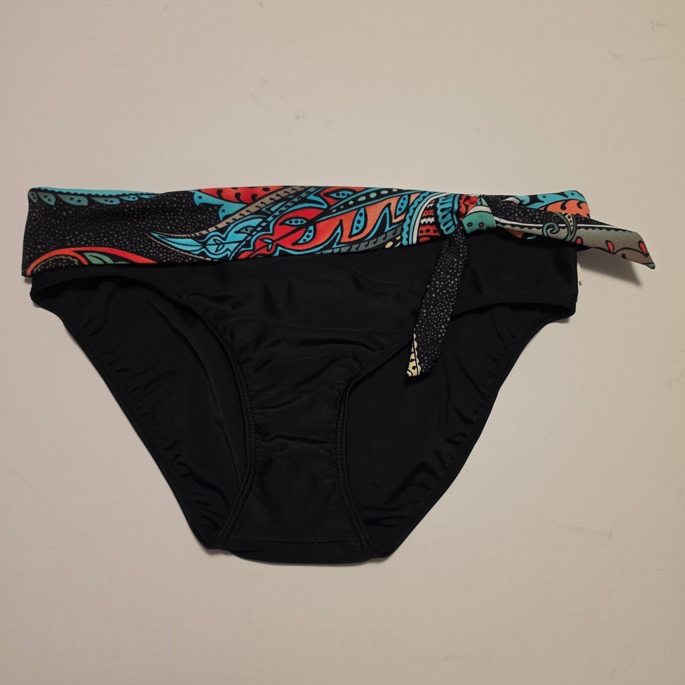 Christina Paisley Print Swimsuit Bikini Bottom Black Multi Size 12